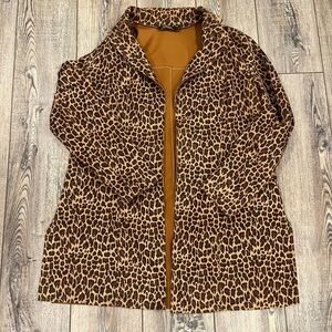 Bellima Leopard Print Open-Front Jacket – Size L – Brown Animal Print Coat